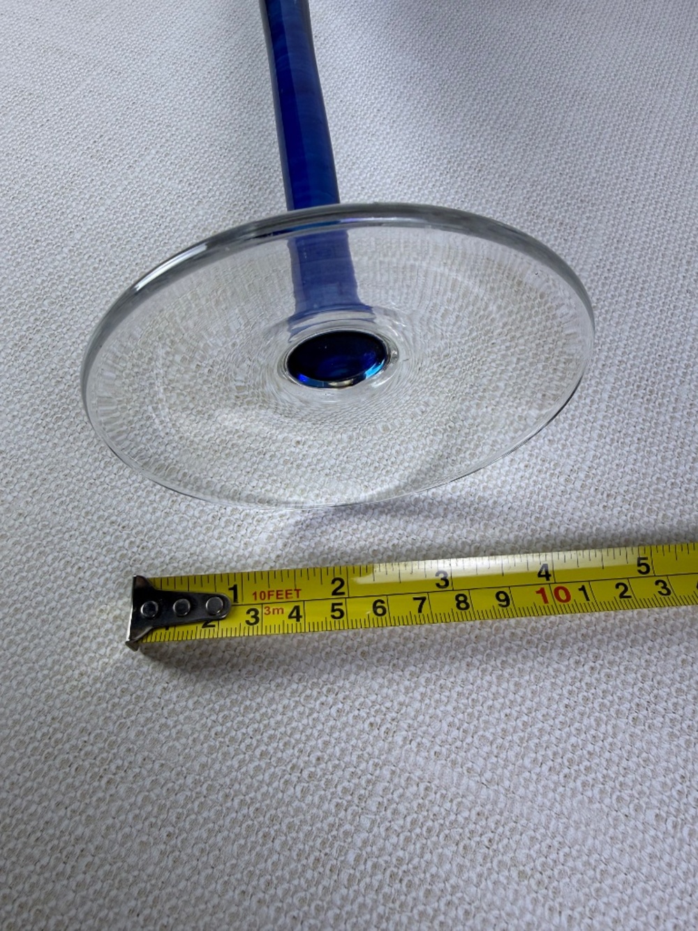 Vintage Art Glass Candlestick Holder — Cobalt Blue Stem with Hurricane Top - Picture 4 of 15